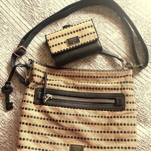 Fossil Shoulder Bag w/matching Wallet adjustable strap bag has pouches & zippers